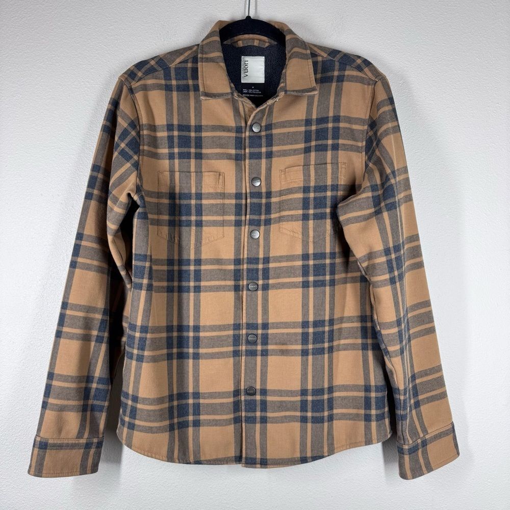 Vuori Flannel Range Shirt Jacket Plaid Button Up Long Sleeve Brown Medium V246